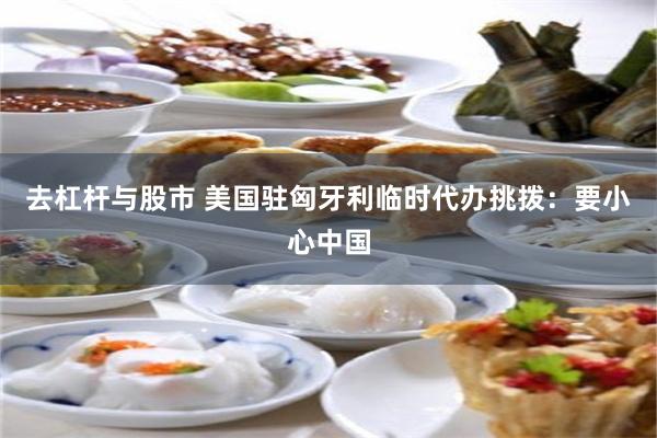 去杠杆与股市 美国驻匈牙利临时代办挑拨：要小心中国