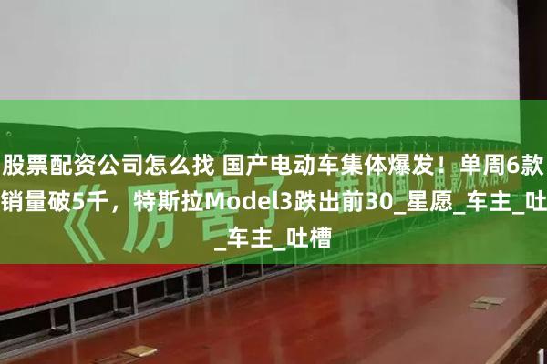 股票配资公司怎么找 国产电动车集体爆发！单周6款车销量破5千，特斯拉Model3跌出前30_星愿_车主_吐槽